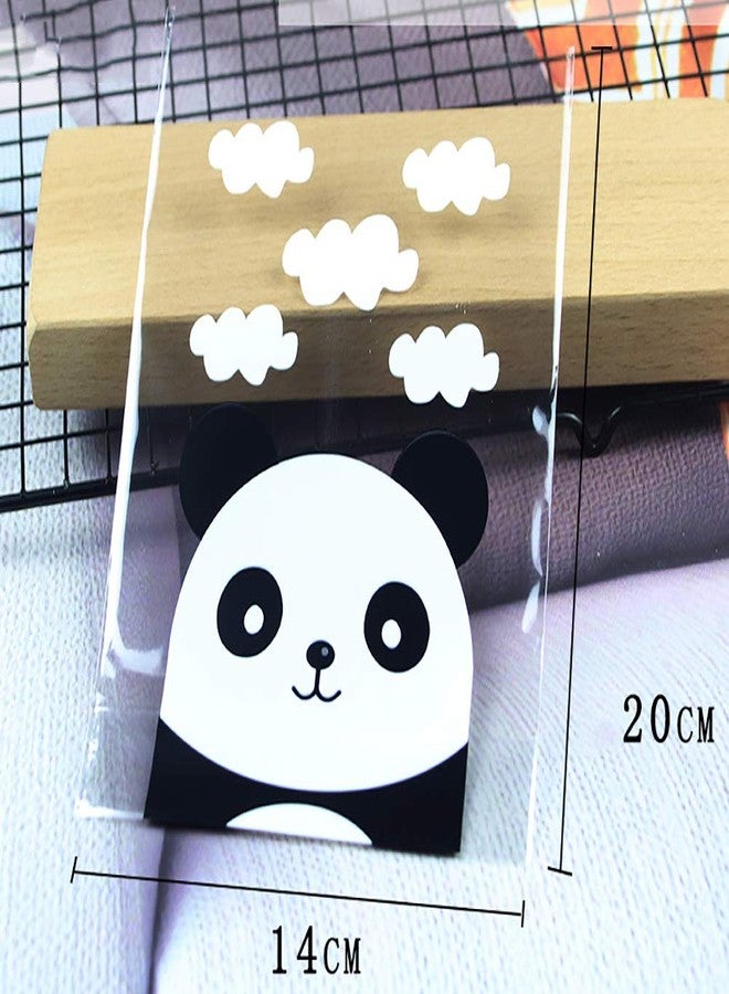JHere 100PCS Panda Pattern Clear Cellophane Bags with 4" Twist Ties Sweet Cookie Candy Party Gift Wrapping Packaging Bags - Image 2